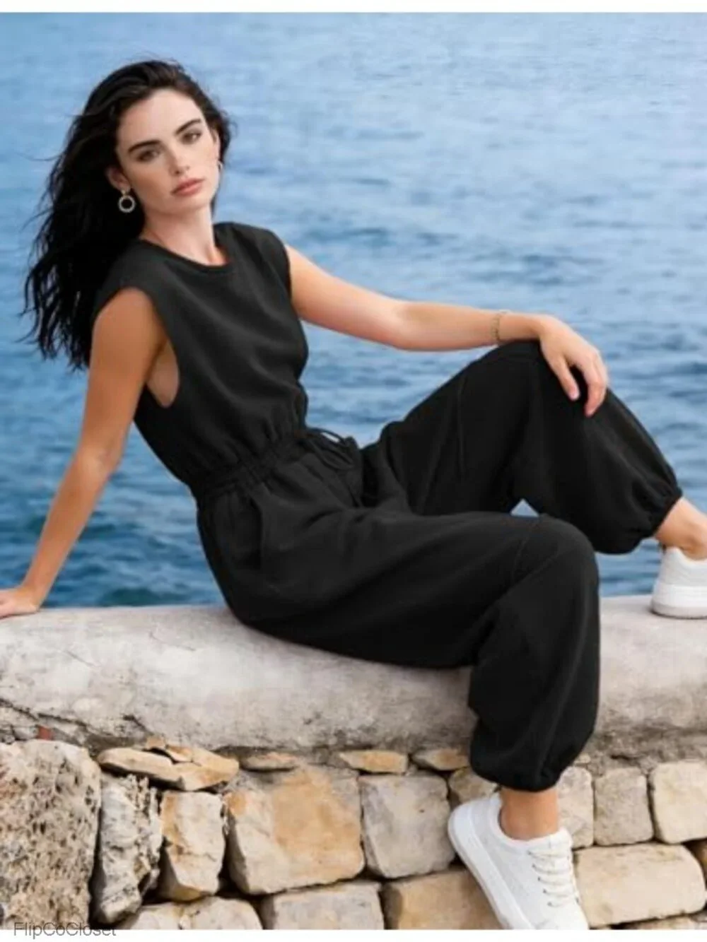 Women's Casual Cotton Blend Jumpsuit with Pockets